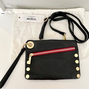 Hammitt Nash Black Gold Red Zip Crossbody Clutch Bag EUC w/ Tags